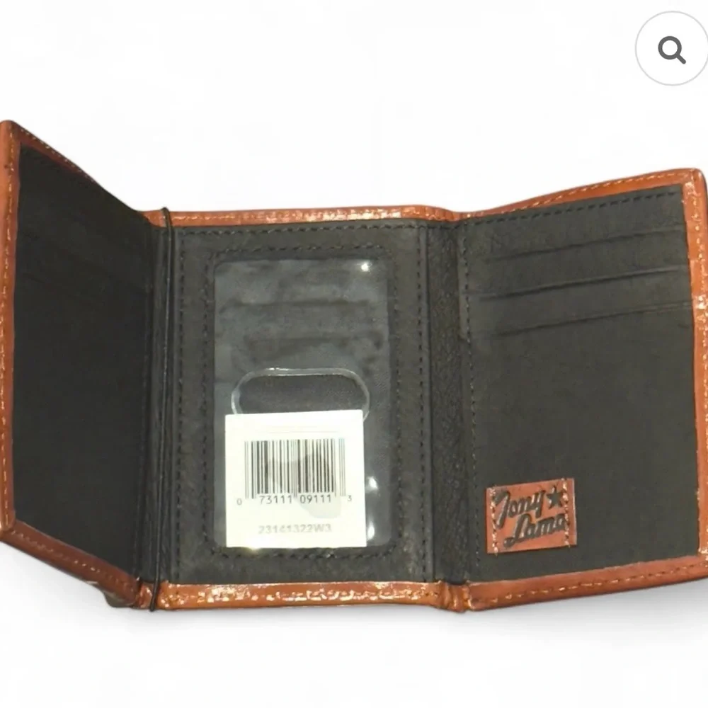 Tony Lama Wallet Blue Aztec RFID. Leather Canvas Cowboy Western. Trifold NWT